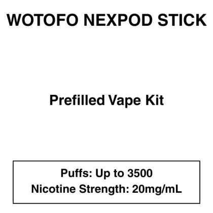Wotofo-nexPOD Stick-Kit-3500 Puffs-20mg/ml Nicotine-Disposable Vape Pod with Reusable battery - Vapeys Co Nz