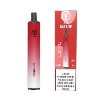 LINVO BAR LITE – Cherry Ice - Linvo Bar Lite / Ice / Kirsche / Nikotin / Propylenglykol / pflanzliches Glycerin / Aromastoffe / Ethyl Maltol ( kann allergische Reaktionen hervorrufen) / 20mg/ml / 550