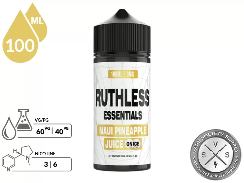 Maui Pineapple Juice On Ice Ruthless Essentials 100ml - Image 2
