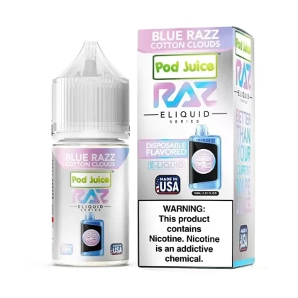 Pod Juice x RAZ Blue Razz Cotton Clouds TFN Salt Vape Juice 30ml - Vape Product, Vape Product