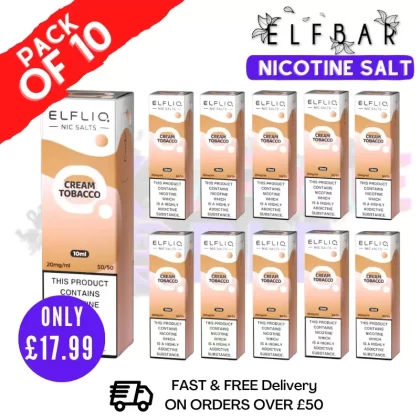 Snow (Cream) Tobacco ElfLiq Nic Salt BOX OF 10 – ONLY £17.99