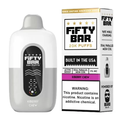 Strawberry Kiwi Ice (Kiberry Chew) Disposable Vape (20000 Puffs) by Fifty Bar 20K