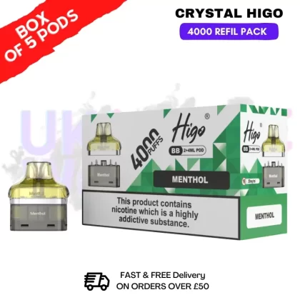 Menthol Crystal Higo 4000 REFIL Pods BOX OF 5