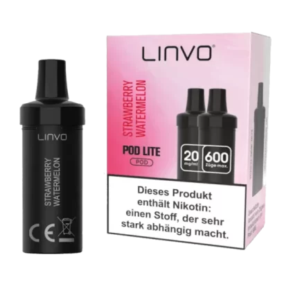 Linvo Pod Lite Cartridge – Strawberry Watermelon – 2er Pack - Linvo Pod Lite / Wassermelone / Nikotin / Propylenglykol / pflanzliches Glycerin / Aromastoffe / ca. 600 / 20mg/ml / 400 mAh