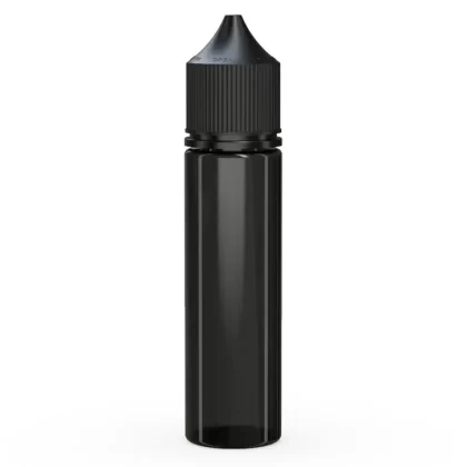 CHUBBY GORILLA | Child Resistant Unicorn V3 PET Dropper Bottles Transparent Black | 60mL – w/ Black Lid – 500 Count