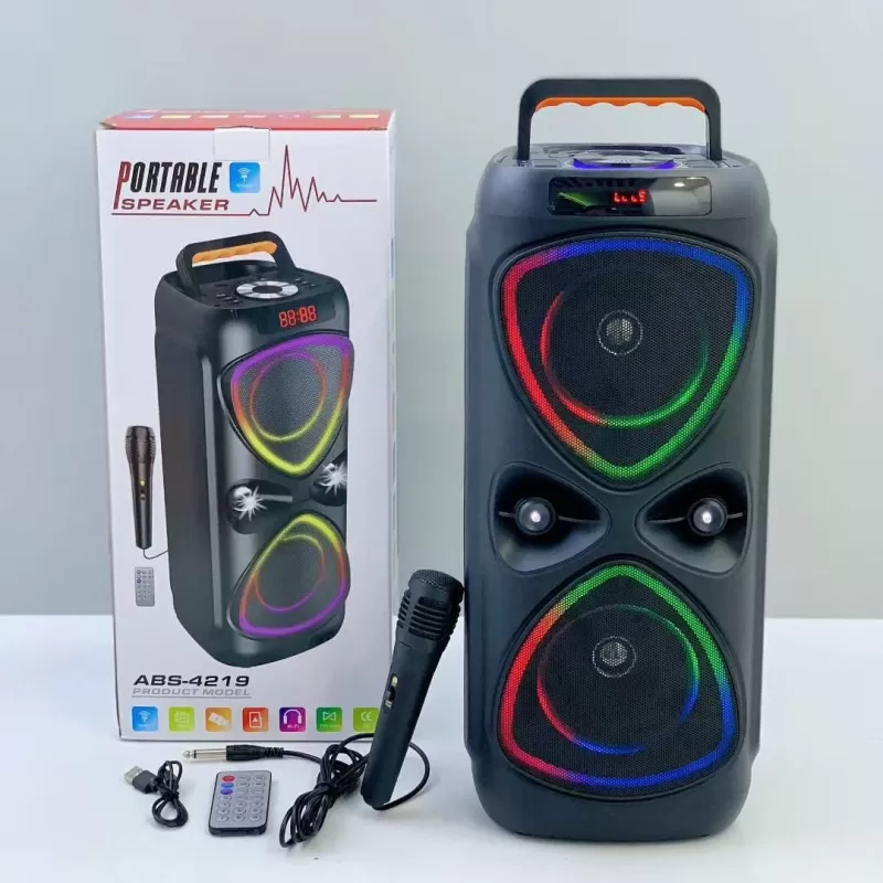 ABS-4219 Daul 4 Inch Subwoofer Portable Woofer Wireless BT Speaker