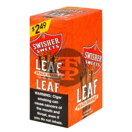 Swisher Sweets Leaf 3 for $2.49 Pack of 30 Peach Brandy - Vape Store