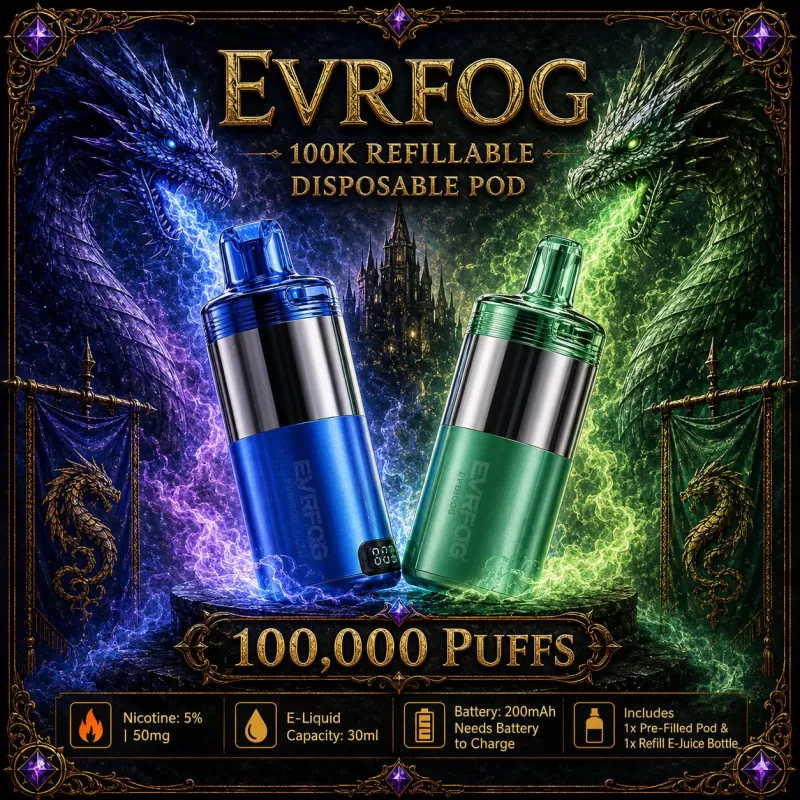 EVRFOG 100K Refillable Disposable POD - Grape Ice - Vapeciga