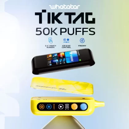 whatabar TIK TAG 50K Puff Disposable Device - 50000 Puffs - w/ Smart Screen / Grape Brust