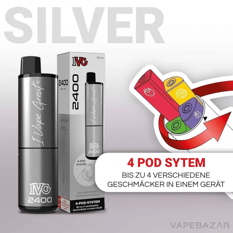 IVG 2400 – 4 Pod System – Device – Silver - Image 2