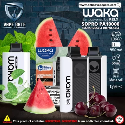 Waka SoPro PA10000 Rechargeable Disposable Vapes (10,000 Puffs) - 50 mg / Watermelon Chill