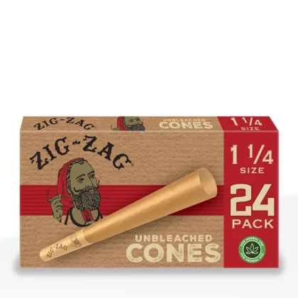 Zig-Zag® | Unbleached Pre-Rolled Cones | 84mm – Brown – 12 Count
