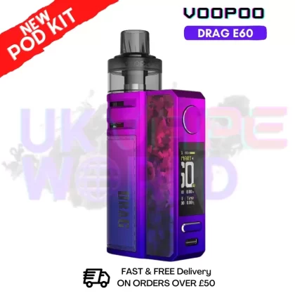 Modern Red Voopoo Drag E60 pod Kit + Free Nicsalt