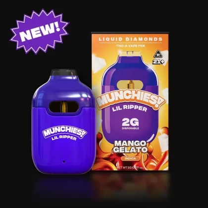 Delta Munchies 2g Lil Ripper THCA Liquid Diamond Vape Mango Gelato - flavor#Blueberry Fuego>Grape Jelly Runtz>King Louie XIII>Mango Gelato>Strawberry Shortcake>Watermelon Slushy (D2AE76)
