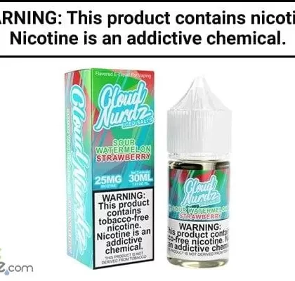 ICED SOUR WATERMELON STRAWBERRY BY CLOUD NURDZ SALT 30ML - Vapejuice