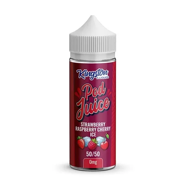 KINGSTON POD JUICE STRAWBERRY RASPBERRY CHERRY ICE 100ML SHORTFILL E-LIQUID