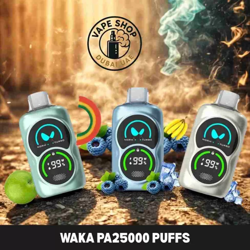 Waka PA25000 Puffs Disposable Vape 50 MG Buy in Dubai - Banana Ice, Blue Razz Blackberry (FBE009)