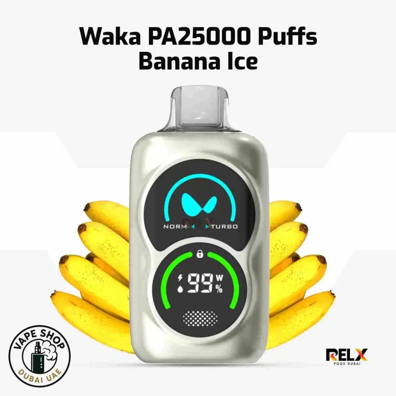 Waka PA25000 Puffs Disposable Vape 50 MG Buy in Dubai - Banana Ice, Blue Razz Blackberry (FBE009) - Image 2
