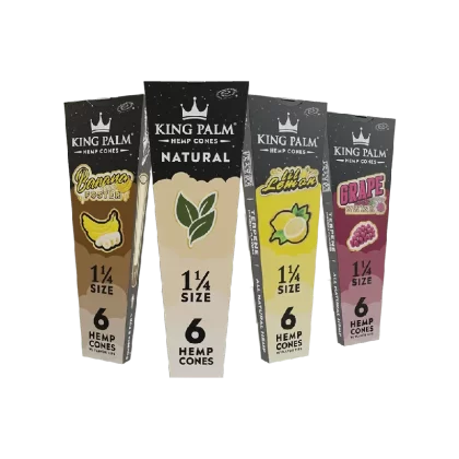 King Palm 6 Hemp Cones – 1 1/4 Size - Flavor#Natural>Banana Foster>Grape Swish>Lil Lemon>3 Pack Bundle